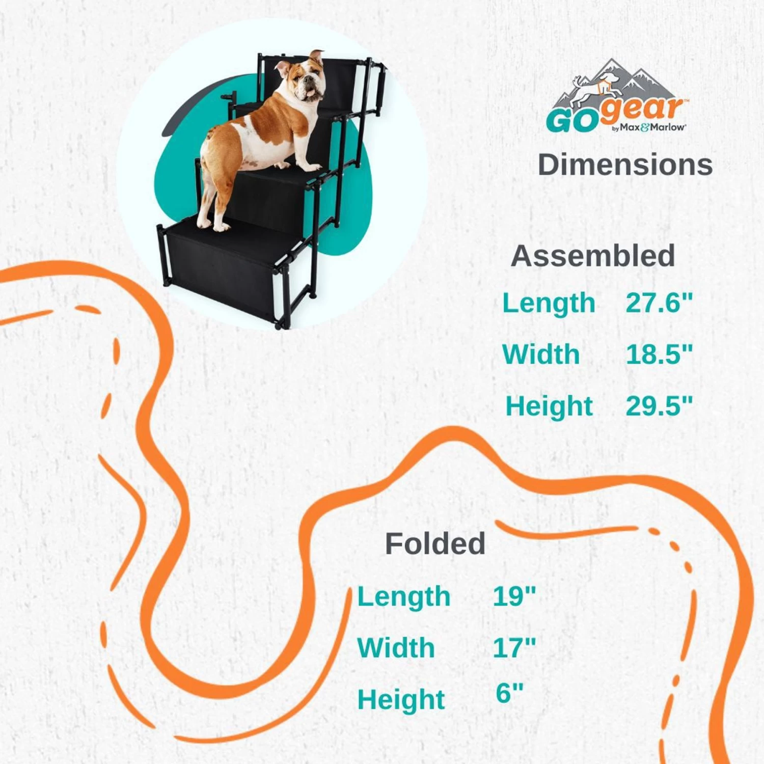 Max & Marlow Go Gear Portable Anti-Slip Safety Dog Stairs, Black, Large - Image 3