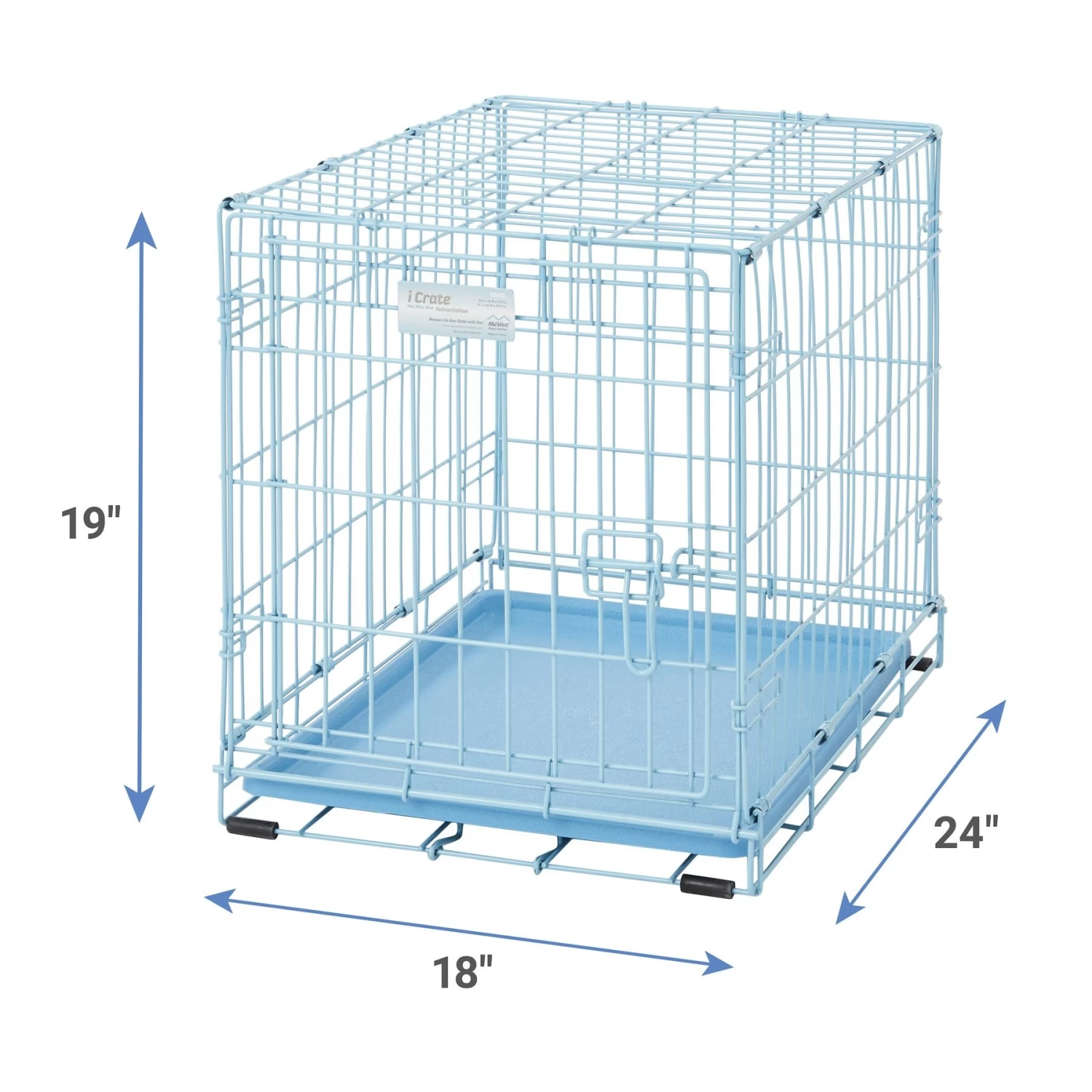MidWest ICrate Single Door Collapsible Wire Dog Crate, Blue - Image 3