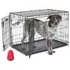 MidWest ICrate Fold & Carry Double Door Collapsible Wire Dog Crate & KONG Classic Dog Toy