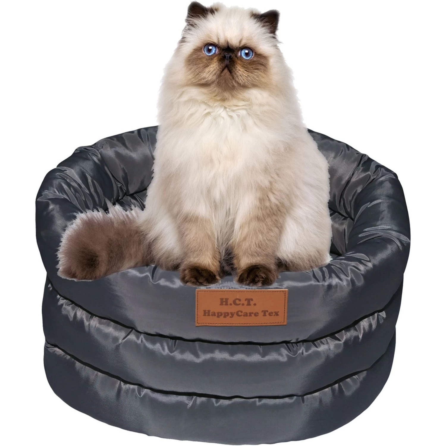 HappyCare Textiles Durable Round Velvet Puppy Dog Bed With Removable Cushion