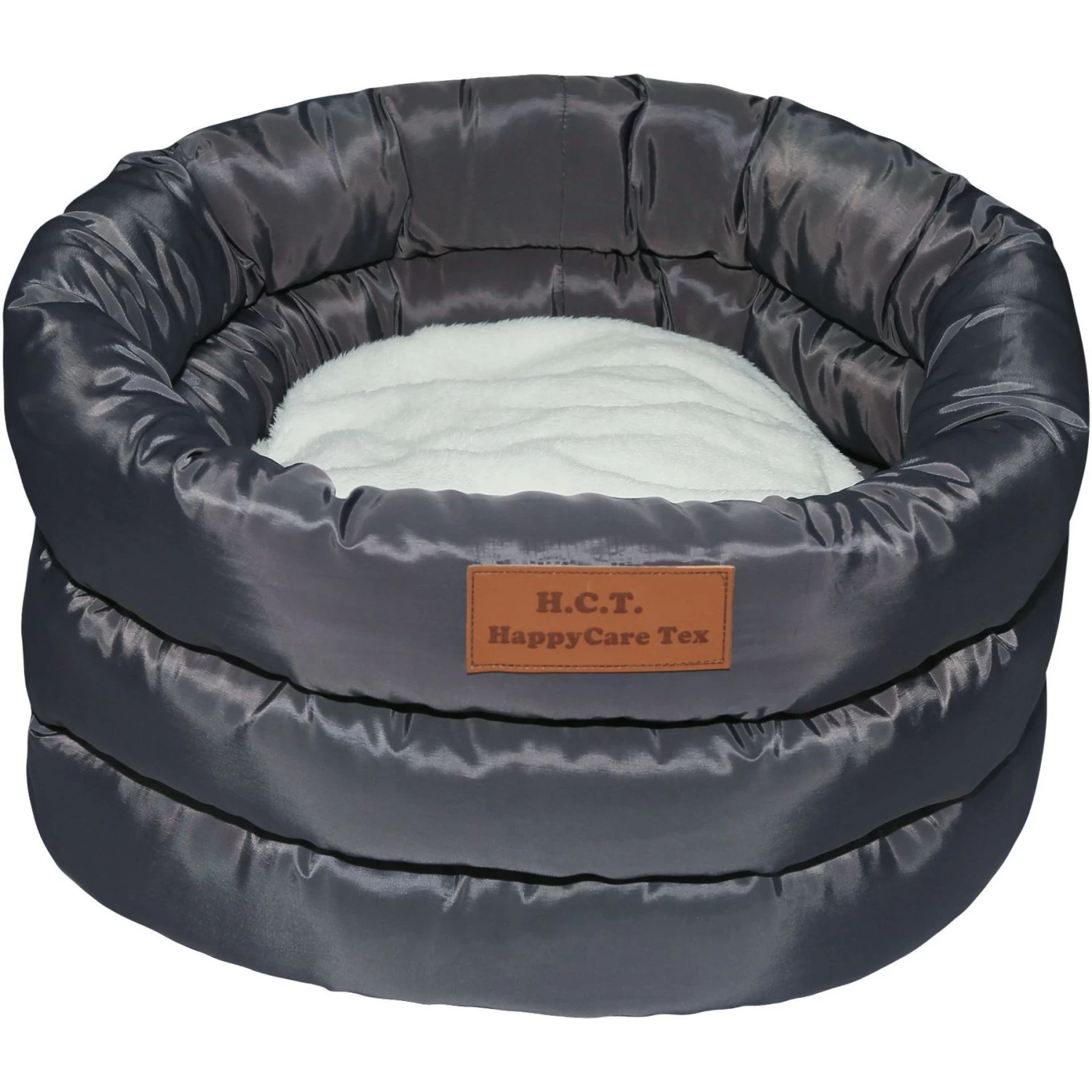 HappyCare Textiles Durable Round Velvet Puppy Dog Bed With Removable Cushion - Image 3