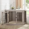 Unipaws Furniture Corner Dog Crate With Cushion, Weathered Grey