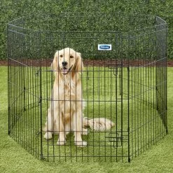 Petmate 8-Panel Wire Dog Exercise Pen With Door, Black