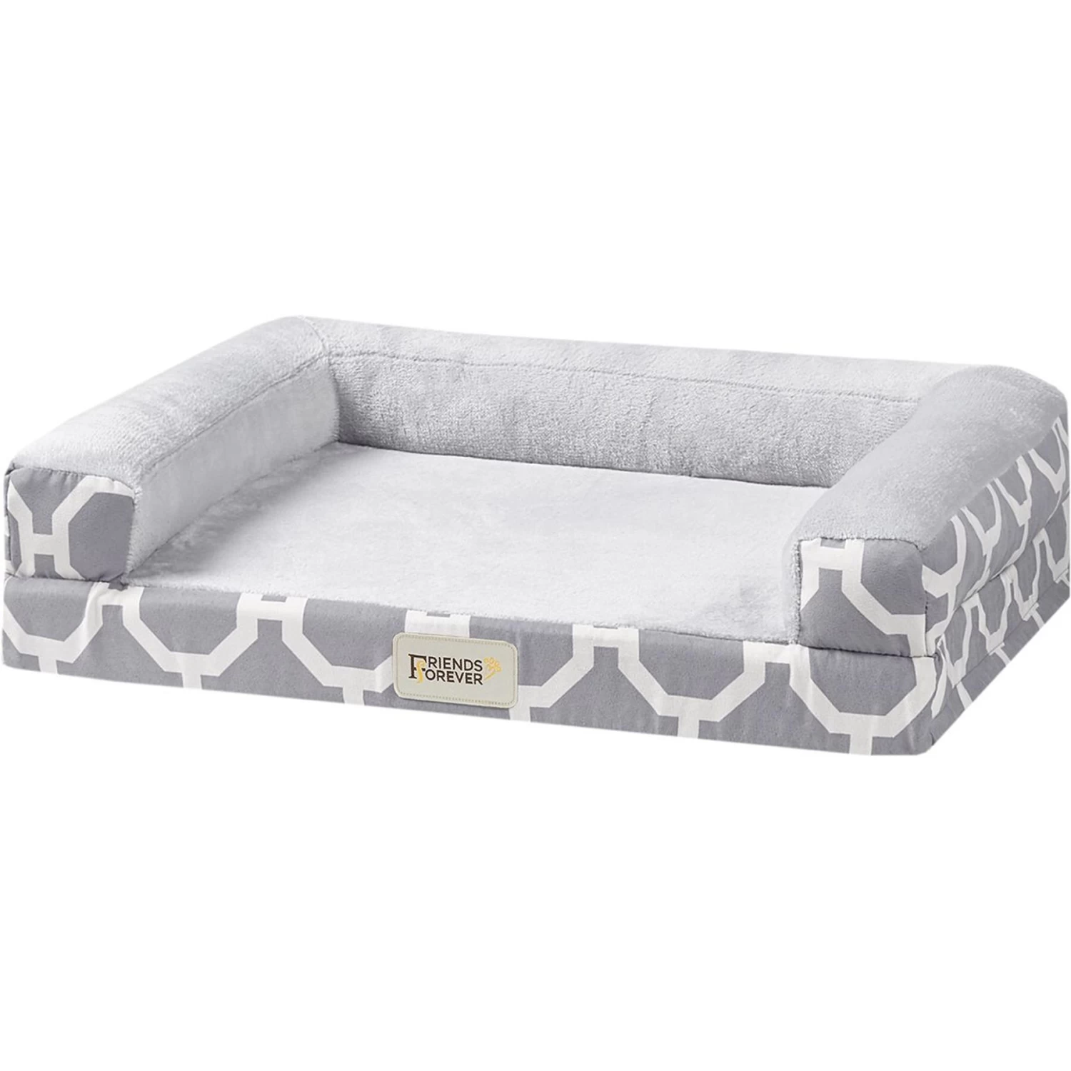 Friends Forever Harper Orthopedic Couch Bolster Sofa With Removable Cover Cat & Dog Bed, Grey - Image 2