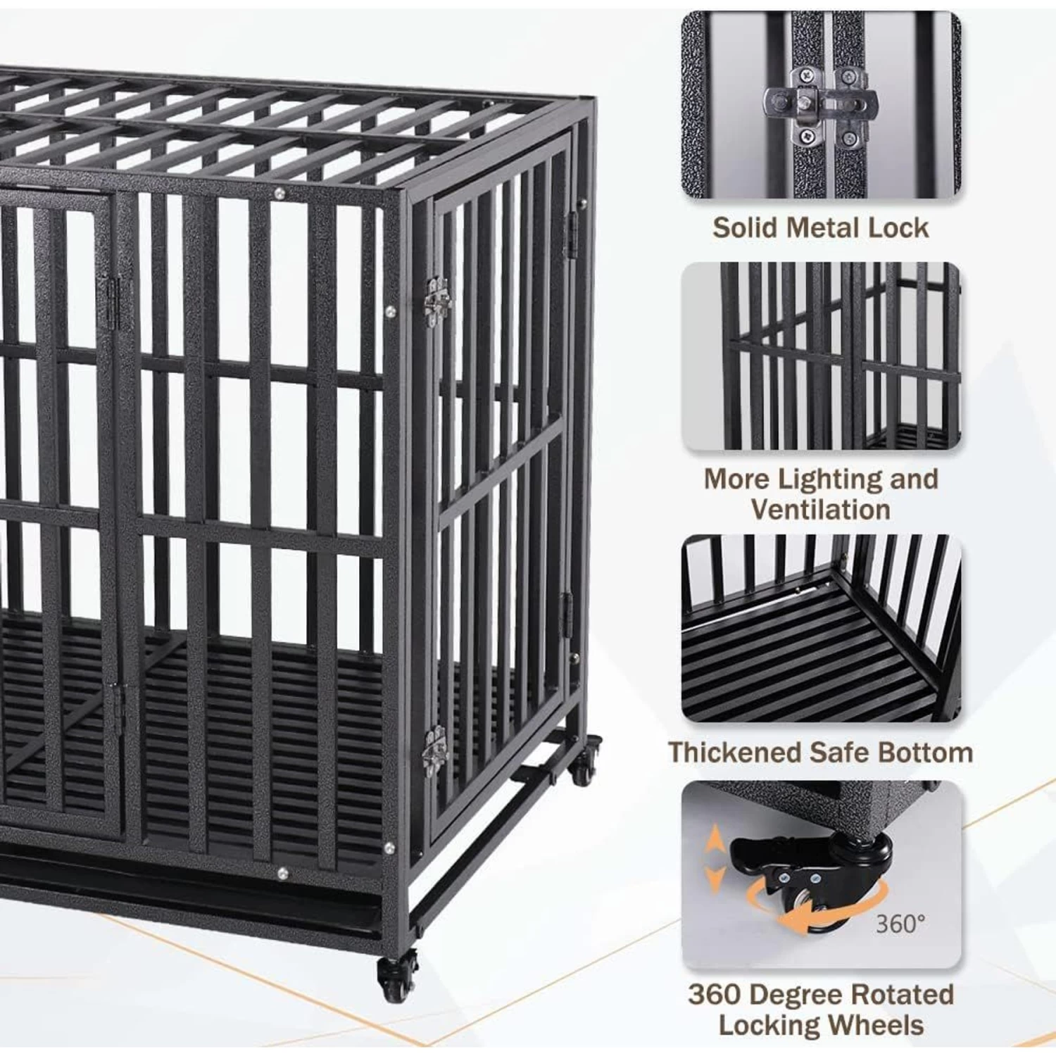 SMONTER Two Doors Heavy Duty Dog Crate - Image 4