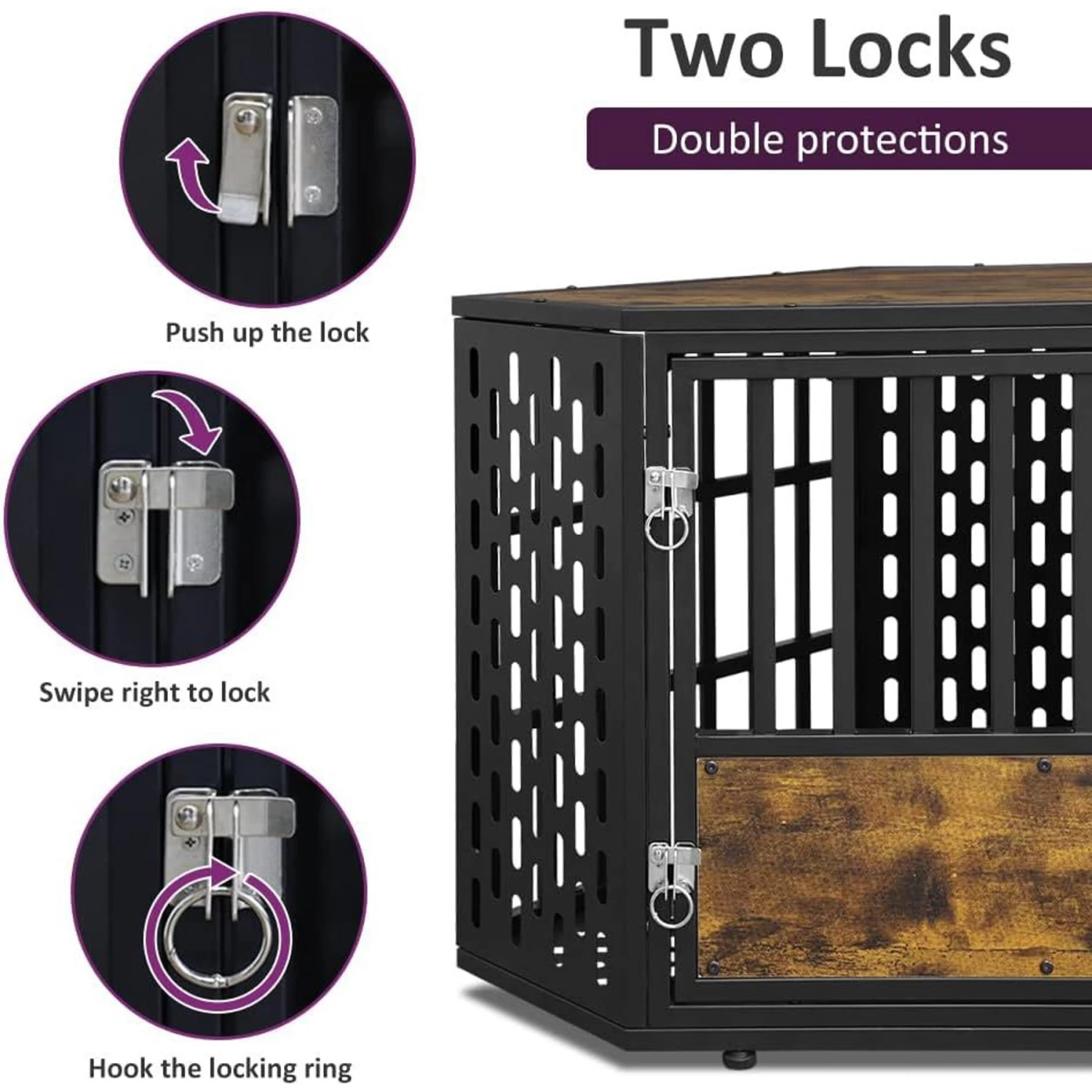 SMONTER Wooden Corner Crate Furniture Style Dog Kennel - Image 4