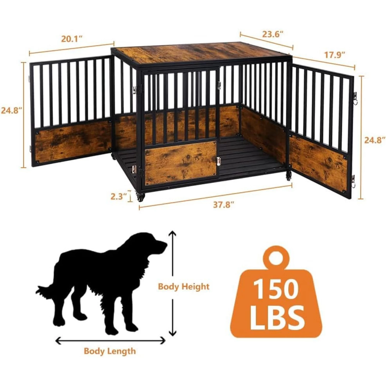 SMONTER Wooden Furniture Style Dog Crate - Image 2