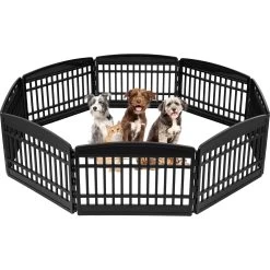 IRIS 8-Panel Dog Exercise Playpen, Black