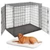 MidWest Solutions Series XX-Large Heavy Duty Double Door Wire Dog Crate, 54 Inch & MidWest Quiet Time Fleece Dog Crate Mat