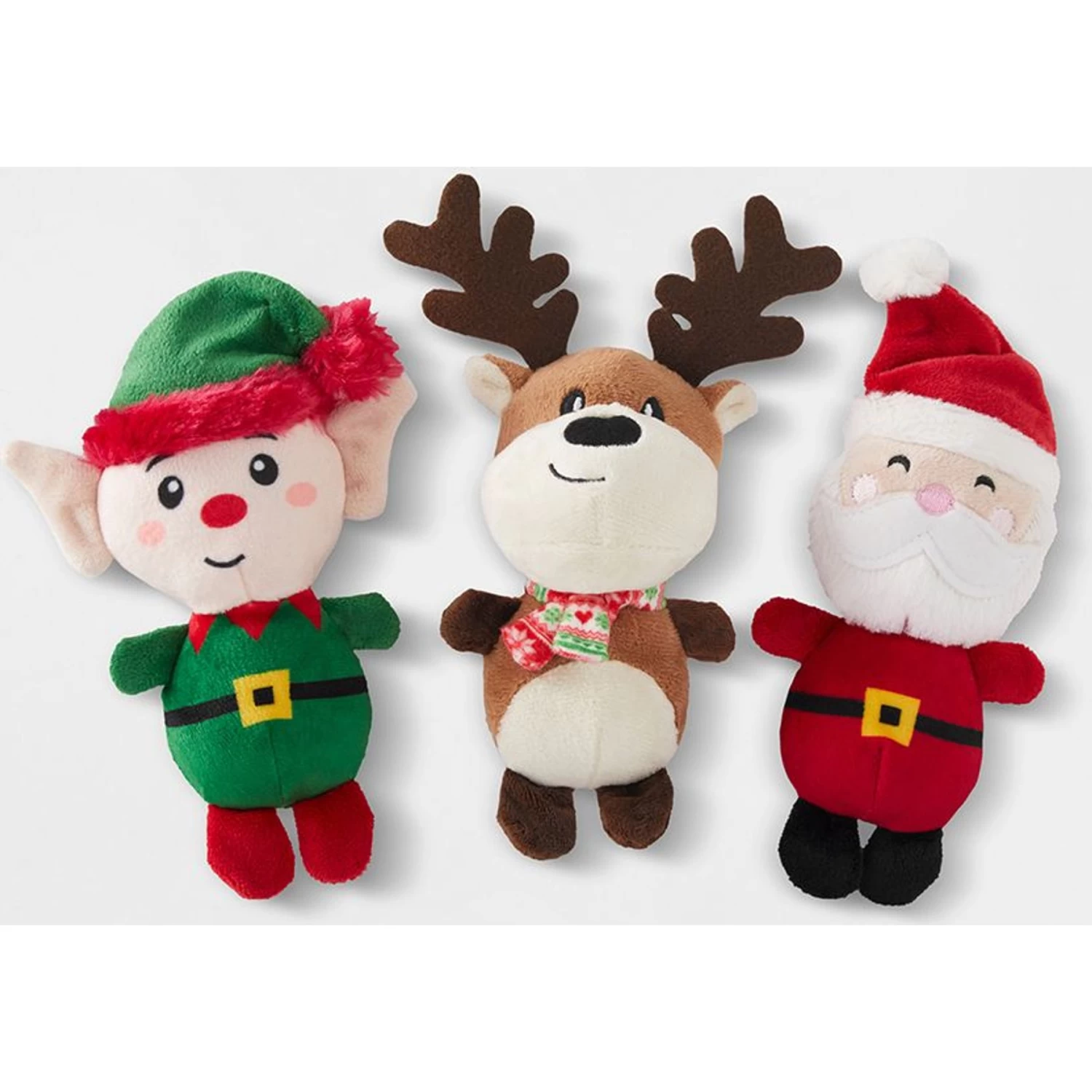 Frisco Holiday Santa's Helpers Plush Squeaky Dog Toy, 3 Count & Frisco Holiday Hot Cocoa Hide & Seek Puzzle Plush Squeaky Dog Toy - Image 2